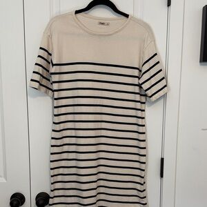 Faherty Cream and Black Striped Mini Dress